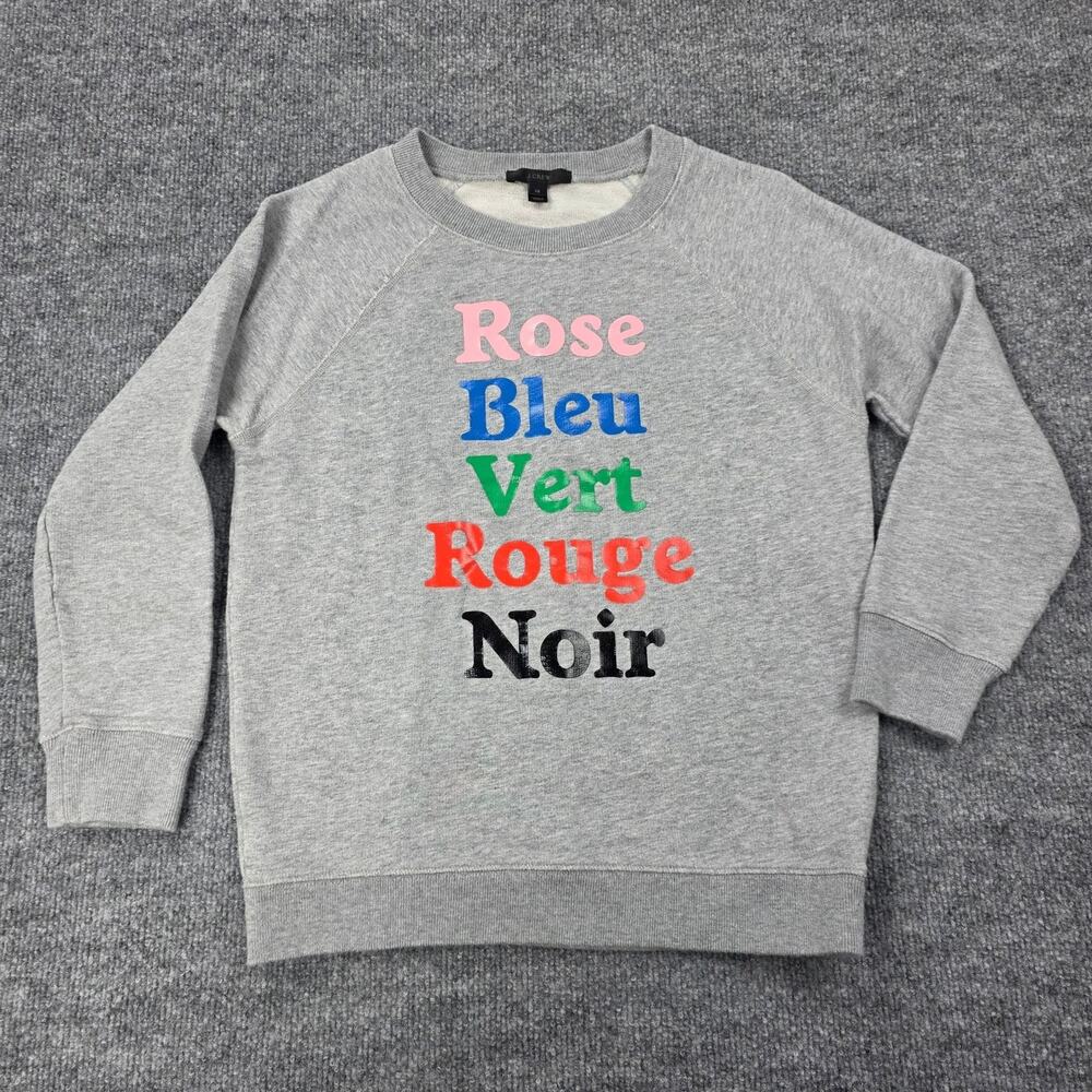J Crew Sweatshirt Womens XS Gray French Color Names Graphic Terry Pullover